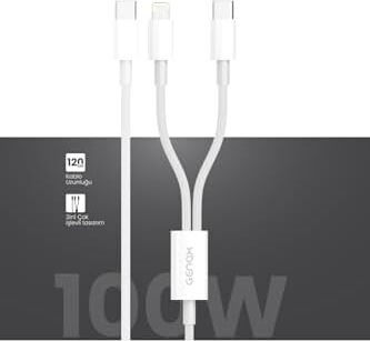 2in1 100W Pd Type-C ve Lightning Hızlı Şarj Kablosu 120CM Beyaz, 115GNXY355