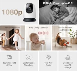 MC200 | 1080P Güvenlik Wi-Fi Kamerası | 360° Görüş | Gece Görüşü | Akıllı Hareket & Kişi Algılama | Çift Yönlü Ses | Microsd & Bulut Depolama | Smartthings, Alexa, Google Assistant Uyumlu