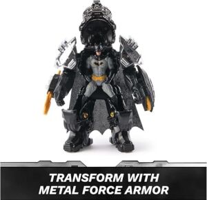 Dc Comics, Metal Force Batman Aksiyon Figürü, 15 cm Boyutunda ve 10 cm Mini Figürlü, Yerleşik Patlayıcı ve Zırh Takımı, 4 Yaş ve Üzeri Kız ve Erkek Çocuklar Için Süper Kahraman Oyuncakları