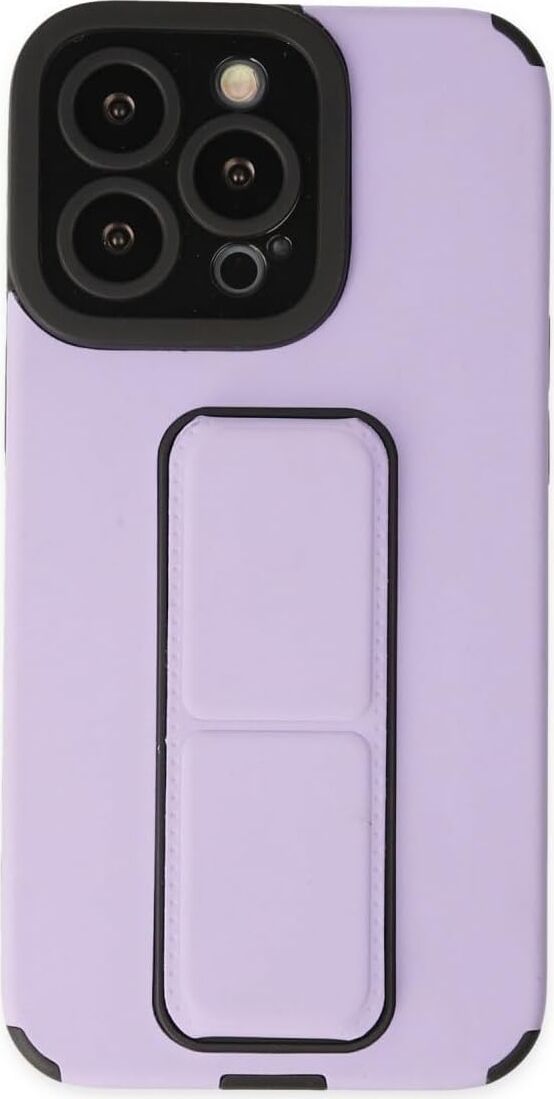 iPhone 14 Pro Max Uyumlu Mega Standlı Silikon Kılıf Lila – Entegre Standlı, Darbe Emici, Kamera & Ekran Korumalı, Yumuşak Esnek Telefon Kılıfı