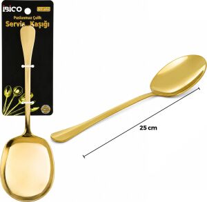 Metal Servis Kaşığı - 25 cm - Gold Renk