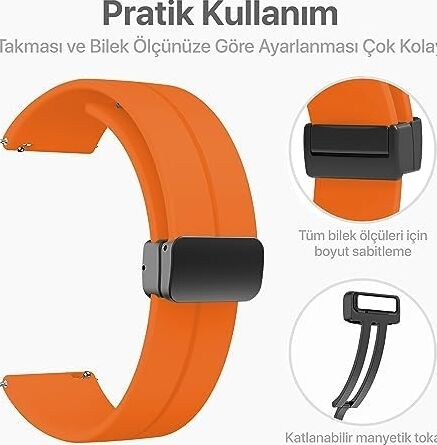 22MM ile Uyumlu Saatler Için Manyetik Tokalı 46MM Yumuşak Silikon Kordon  Watch (Gt6 Pro/gt6/gt5 Pro/gt5/gt4/watch 4 Pro/gt3/gt3 Pro/gt2/gt2 Pro)