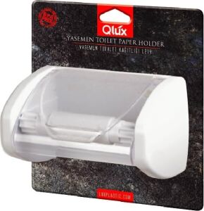 Qlux Tuvalet Kağıtlığı, Plastik, Döner Kapaklı, Beyaz, Yapışkanlı Montaj, 20X10X18 Cm, Geleneksel Tarz