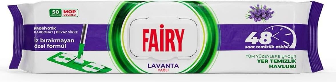 Çok Amaçlı Mop Uyumlu Yer Temizlik Havlusu 50 Yaprak | Lavanta Yağlı | Beyaz Sirke & Karbonat | 48 Saat Temizlik Etkili | Iz Bırakmayan Formül