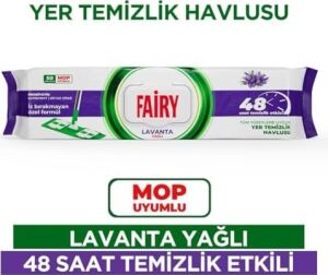 Çok Amaçlı Mop Uyumlu Yer Temizlik Havlusu 50 Yaprak | Lavanta Yağlı | Beyaz Sirke & Karbonat | 48 Saat Temizlik Etkili | Iz Bırakmayan Formül