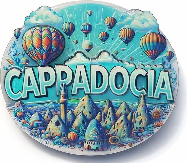 Kapadokya Temalı Ahşap Buzdolabı Magneti Model 6