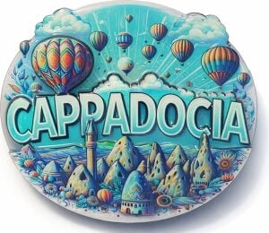 Kapadokya Temalı Ahşap Buzdolabı Magneti Model 6