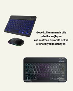 Rgb Aydınlatmalı Şarjlı Kablosuz Klavye ve Mouse Seti – Modern ve Kompakt Tasarım