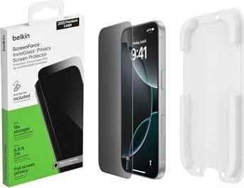 Screenforce Invisiglass iPhone 17 Pro Max Ekran Koruması, Çizilmez, Konumlandırma Kılıflı Ekran Koruyucu Folyo, Kabarcıksız Takma, Cam Koruması, 9h Sertlik, Geri Dönüştürülmüş Cam