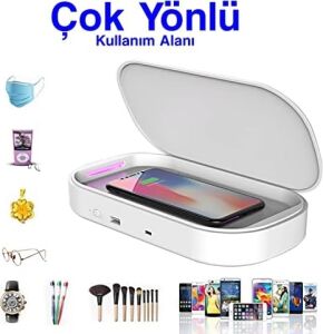 Kablosuz Şarj Aleti ve Uv Maske Takı Sterilizasyon Kutusu Dezenfektan Cihazı