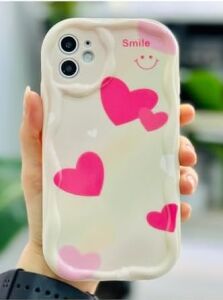 Iphone 11 ile Uyumlu Dalgalı Smile Kalp Tasarımlı Baskılı Esnek Silikon Kılıf