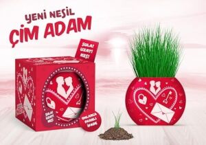 Aşk Temalı Xl Çim Adam - 6'lı Bitki Yetiştirme Seti – Romantik ve Eğlenceli Bir Hediye