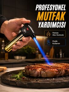 Rüzgar Ateşli Pürmüz Çakmak Ayarlanabilir Alev Güçlü Jet Alevli Gazlı Çakmak