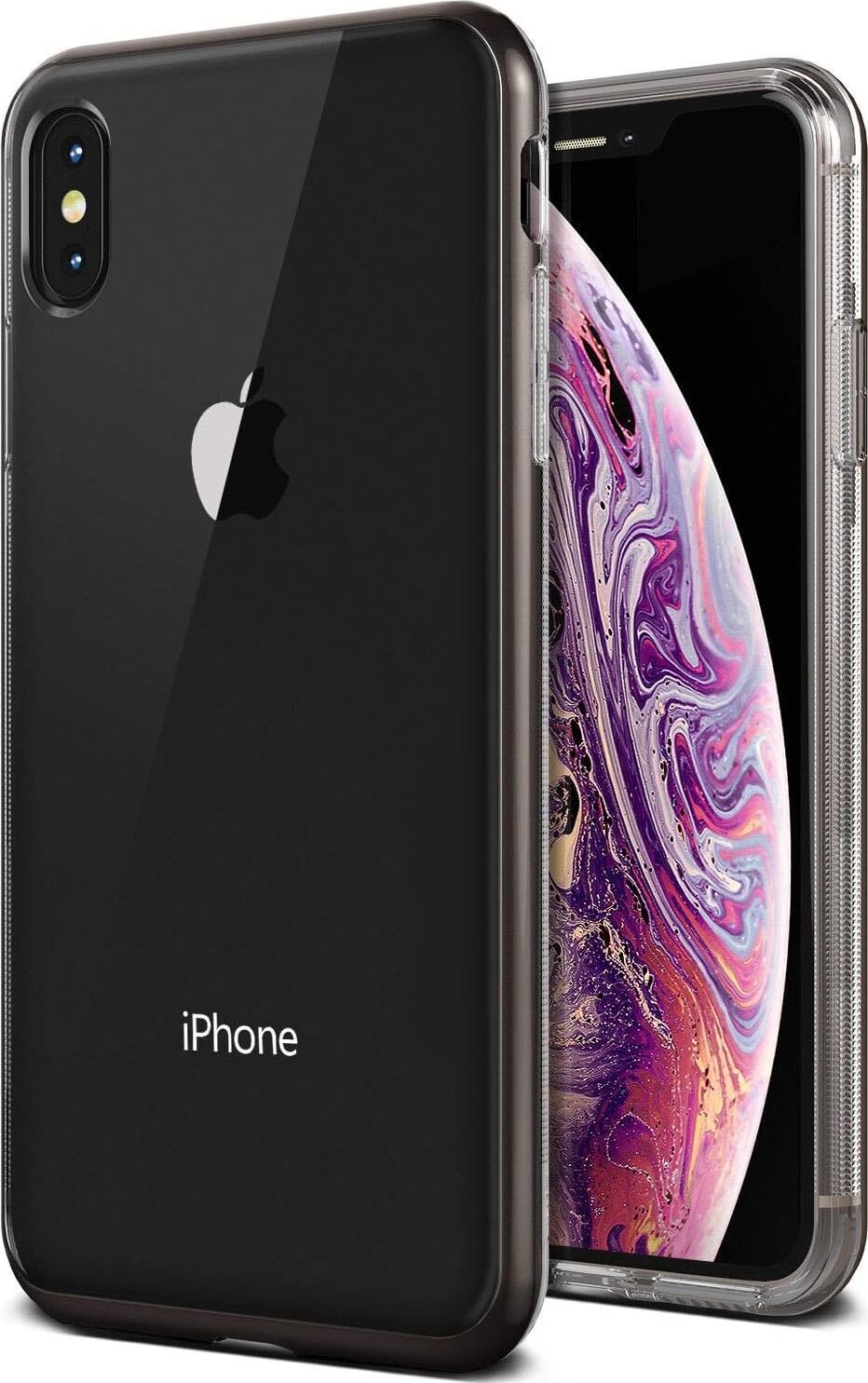 VRS94130 iPhone Xs Max Crystal Bumper Kılıf, Metal Black