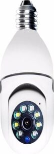 Beyaz 360 Derece Dönebilen Gece Görüşlü Kablosuz Wifi Ip Kamera Hd Kayıt Sd Kart Destekli