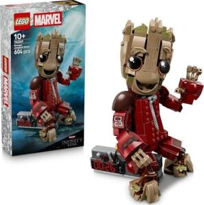 Yağmacı Tulumlu Groot 76341-10 Yaş ve Üzeri Çocuklar Için 3 Minifigürü, 2 Mermi Atıcı, 4 Eklemli Dokunaç ve 2 Askı Içeren Yaratıcı Oyuncak Yapım Seti, Hediye Fikri (604 Parça)