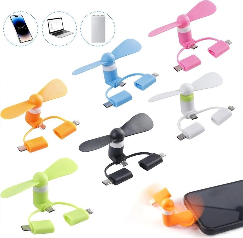 Mini Telefon Fanı - Lightning - Type-C - Micro USB Girişli - Sessiz