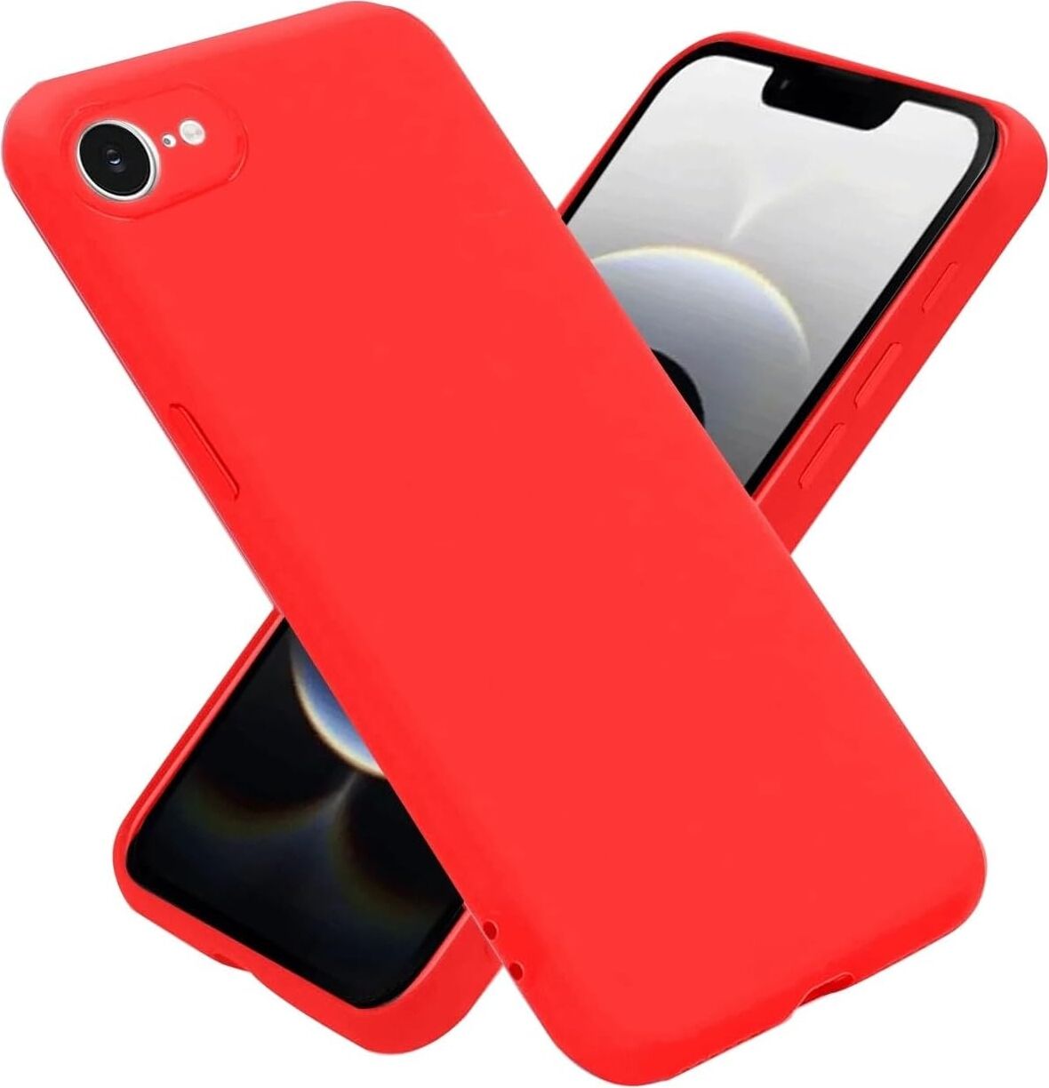 & Aksesuar iPhone 16E / 17E ile Uyumlu Içi Kadife Kamera Korumalı Lansman Silikon Kılıf Ince Yapılı Tam Koruma Sağlayan Kamera Korumalı Kılıf (Kırmızı)