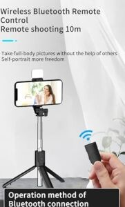 Işıklı Bluetooth Selfie Çubuğu Tripod - Uzaktan Kumandalı, Taşınabilir, Uzatılabilir, Tüm Telefonlarla Uyumlu, Vlog ve Video Çekimi Için Ideal