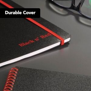 Black N' Red Defter, Ciltli, Premium Optik Kağıt, Scribzee Uygulaması Uyumlu, Çevre Dostu, Dayanıklı Spiral Cilt, 11'' x 8'', 70 Çift Taraflı Çizgili Sayfa, 1 Adet (1'li Paket) (K67030)