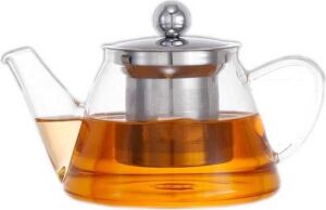 Cam Bitki Çayı Demliği 500 ml - Çelik Süzgeçli Demlik