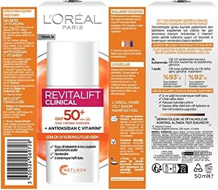 Revitalift Clinical Spf 50+ Günlük Yüksek Uv Korumalı Yüz Güneş Kremi 50 ml