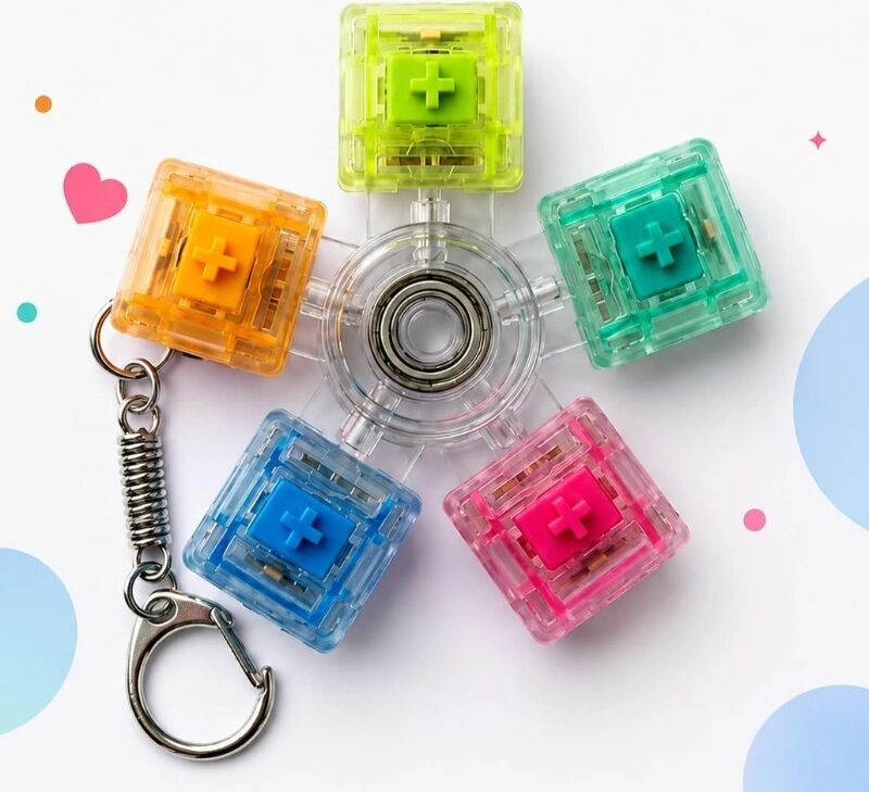 Mekanik Switch Klavye Stres Çarkı - Renkli Tuşlu Fidget Oyuncak