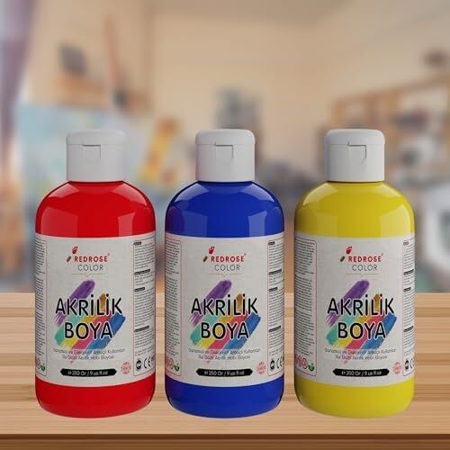 Kırmızı-Mavi-Sarı Akrilik Boya 3'lü Set 3X250GR