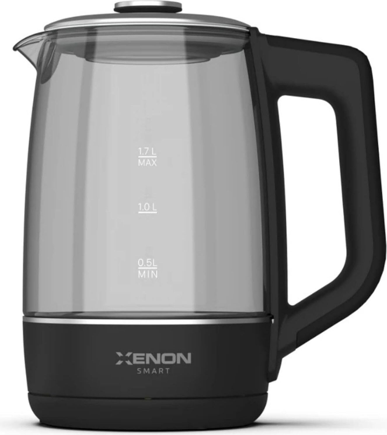 Xenon Smart Akıllı Kettle Paslanmaz Çelik Mobil Uygulama Kontrollü Otomatik Kapanma Hızlı Kaynatma Kolay Temizlik Kaçak Akım Korumalı LED Işıklı Cam Hazneli Su Isıtıcısı 1.7 Lt (Siyah) X7103
