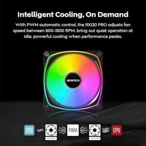RX120 Pro Argb Pwm 120MM Fan 3'lü Paket, Üst Düzey, Ters Bıçak, 360° Argb Aydınlatma, Tüfek Yataklı, Sessiz Düşük Gürültülü, 600–1600 Rpm, Fan Göbeği Dahil, Reverse Fan, Siyah Renk
