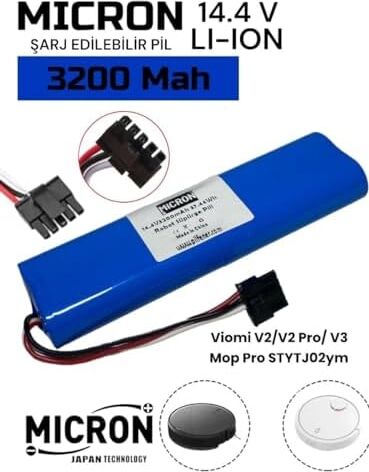 Micron Mi Mop Pro STYTJ02YM / V2 Pro/ V3 Uyumlu 14.4V 3200 Mah Robot Süpürge Pili