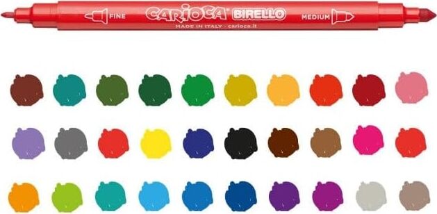 Birello Süper Yıkanabilir Çift Tarafli Keçeli Boya Kalemi 30'lu