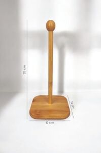 Doğal Bambu Rulo Kağıt Havluluk - Mutfak Tezgah Üstü Dik Havlu Standı, Standart ve Dev Boy Rulolar Için Bambu Tasarım Kağıt Havlu Tutucu