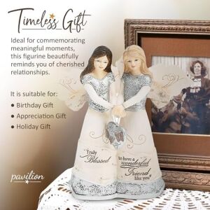 82417 Elements Angels - Truly Blessed To Have A Wonderful Friend Like You 12,7 cm Çift Melek Heykelcik, Gümüş, Kahverengi, Bronz/bej, 14 cm