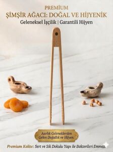 Premium Şimşir Ağacı Maşa, Doğal ve Hijyenik, Geleneksel Işçilik, Bakterileri Emmez