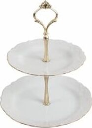 Altın Yaldız 2 Katlı Kurabiye Tabağı 21CM