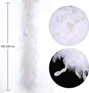 Beyaz Renk Kabarık Kalın Otriş Boa Tüy 6 cm Genişlik 180-200 cm Uzunluk