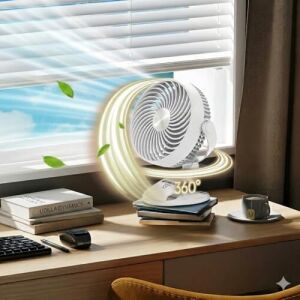 1800 Mah Bataratyalı USB Mini Vantilatör Fan Klipsli Sabitleme - 360° Ayarlanabilir - Ultra Güçlü Hava Akımı ile Süper Serinlik Hissi - Sessiz, Portatif, Taşınabilir (Beyaz, Klipsli)