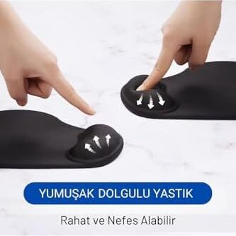 Ergopad Bilek Destekli Ergonomik Kaymaz Taban Mouse Pad, Masa Pedi Siyah