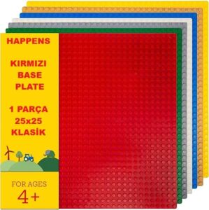 Classic Kırmızı Zemin Plaka, +4 Yaratıcı Oyuncak Yapım Seti (1 Parça) 25CMX25CM, Baseplate