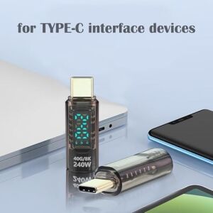 Usb-C Güç Ölçer LED Ekranlı Adaptör 240W Pd 3.1 Hızlı Şarj 40GBPS Veri 8k Video Destekli Type-C Erkek Dişi Dönüştürücü Voltaj Akım Watt Test Cihazı Tak Çalıştır Kompakt Tasarım | ZR1141