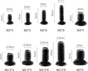 Htf 500 Adet Mini Km Vida Seti M2/M2,5/M3MM Gümüş Yıldız Kafa 50 Şer Adet 10 Çeşit Şeffaf Çantada