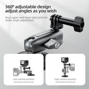 Telesın Manyetik Aksiyon Kamera Tutucu 360° Döner Çift Bilyalı Başlık Metal Montaj Aparatı Güçlü Mıknatıslı Araç Dışı Çekim Vlog Video Kayıt Sabitleyici 1/4 Adaptörlü, CMM-001