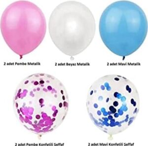Cinsiyet Partisi Girl Boy Mavi Pembe Konfetili Balon Demeti
