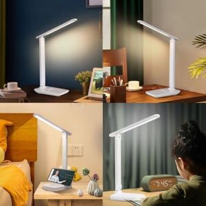 Çalışma Masası Lambası, LED Masa Lambası, Kısılabilir Masa Lambası, Dokunmatik Anahtar, 3 Renk ve 10 Parlaklık Kademesi, Göz Dostu Masa Lambası, Gece Lambası, Ofis, Okuma, Çalışma Için [enerji