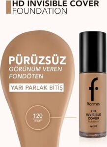 Invisible Cover Hd Hafif Yapılı & Yarı Parlak Bitişli SPF30 Fondöten 120 Hney