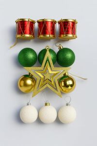 Yılbaşı Ağacı Süsü 4 cm Toplar, Yılbaşı Ağacı Yıldızı, Noel Süsleri Temalı Hediyeler 13 Adet