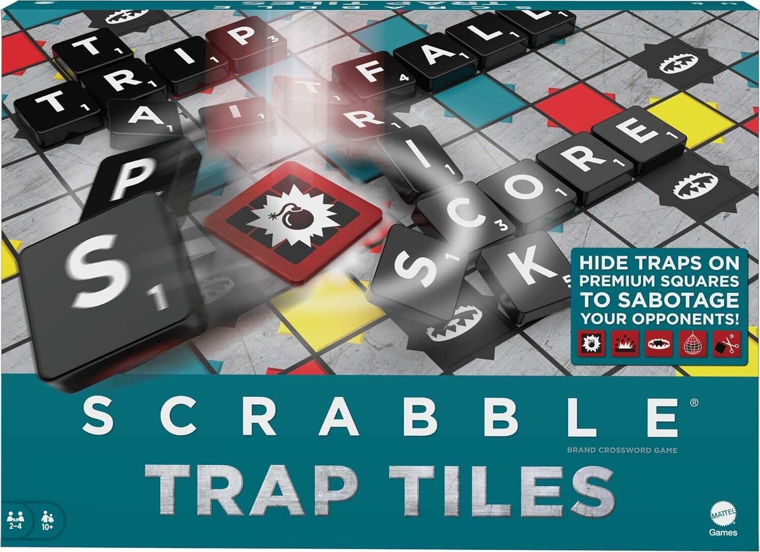 Scrabble Trap Tiles Aile Boyu Kutu Oyunu, Genç Yetişkinler Veya Ailelerin Oyun Gecesi Için Hediye, 10 Yaş ve Üzeri HMD14