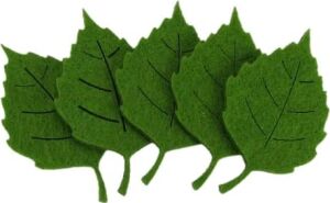 Keçe Mini Yeşil Yaprak 6 cm Süsleme 5 Adet