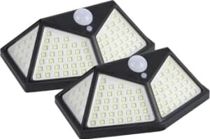 LED Solar Hareket Sensörlü Dış Ortam Bahçe Aydınlatması, Güneş Enerjili, Su Geçirmez, 100 Ledli, Beyaz Işık, (2 Adet)
